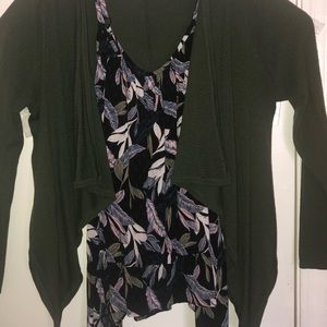 Feathered shark bite tank and olive shrug combo